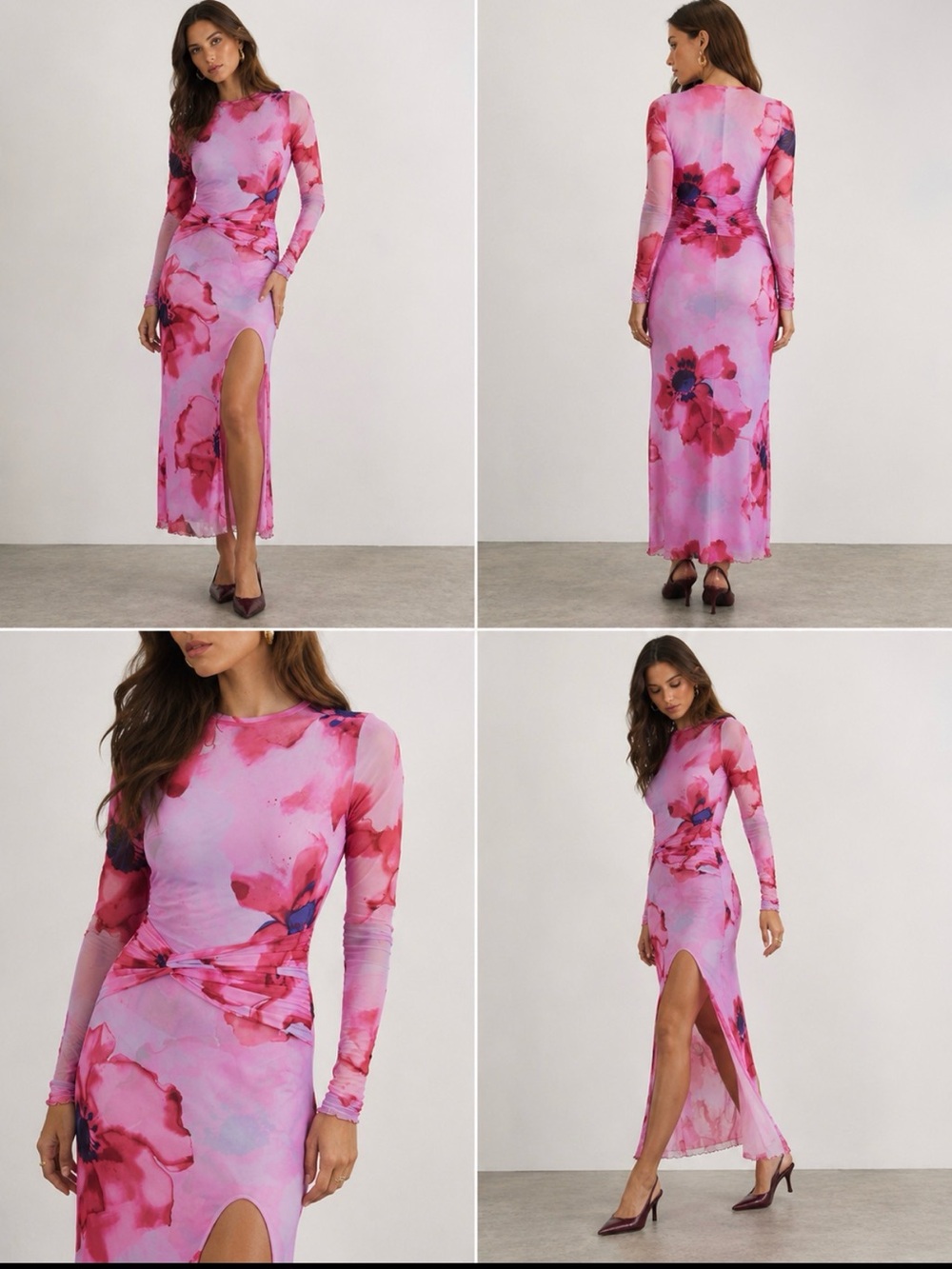 Free People Pink Floral Long Sleeve Gianni Maxi Dress , size XS , NWT
